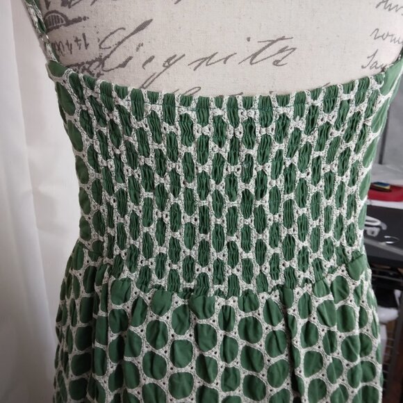 NWT Joy Joy | Tiered Embroidered Dress Green Spaghetti Strap | Size L - Picture 8 of 14